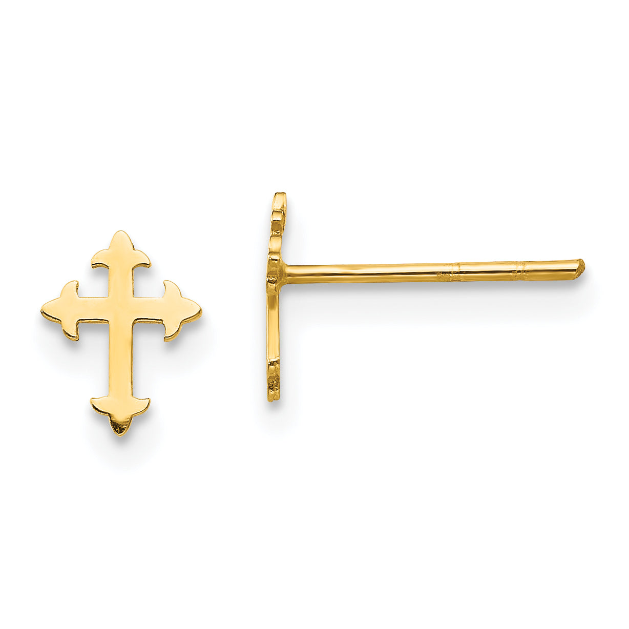 14K Yellow Gold Madi K Polished Cross Post Earrings