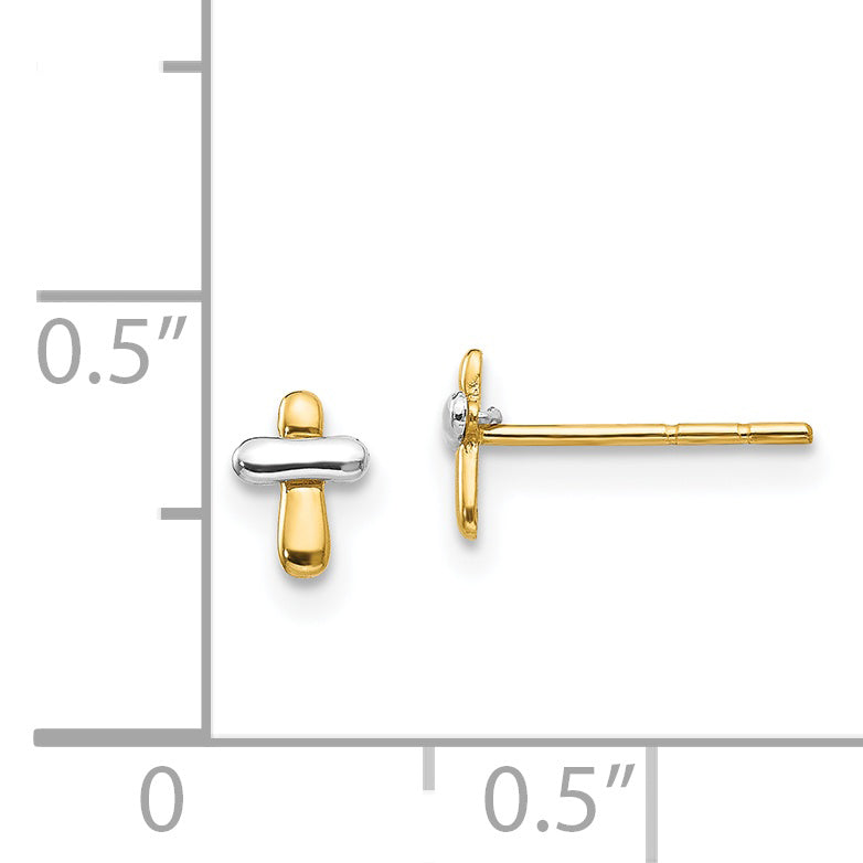 14K Two-Tone Madi K Polished Cross Post Earrings