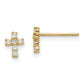 14K Yellow Gold Madi K Polished Cz Cross Post Earrings