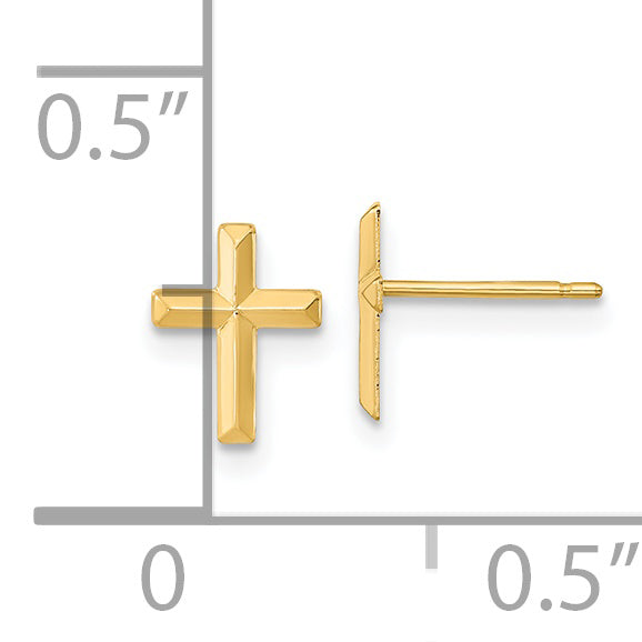 14K Yellow Gold Madi K Polished 3D Cross Post Earrings