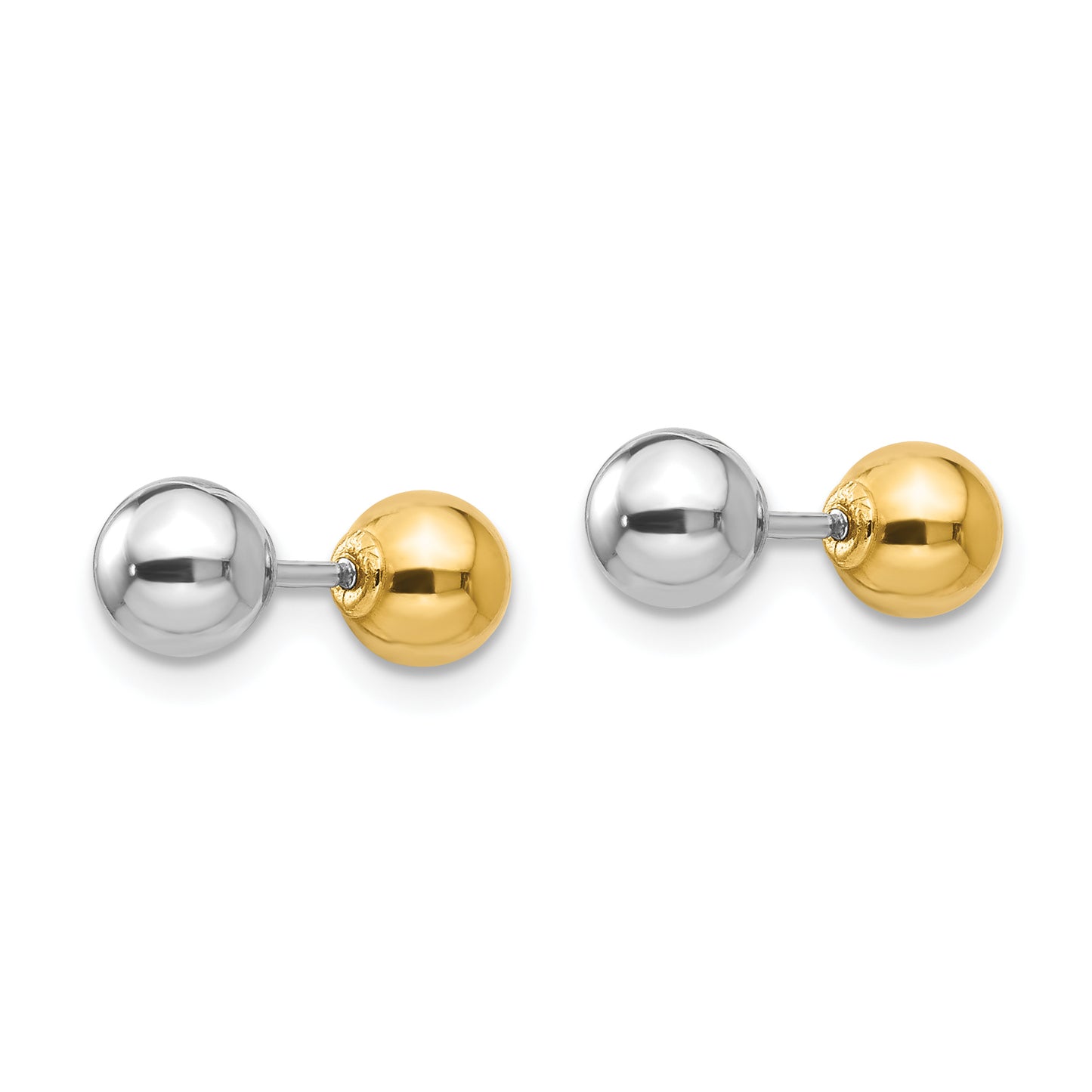 14K Two-Tone Madi K Reversible 5mm Ball Earrings