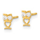 14K Yellow Gold Madi K Owl W/Cz Eyes Screwback Post Earrings