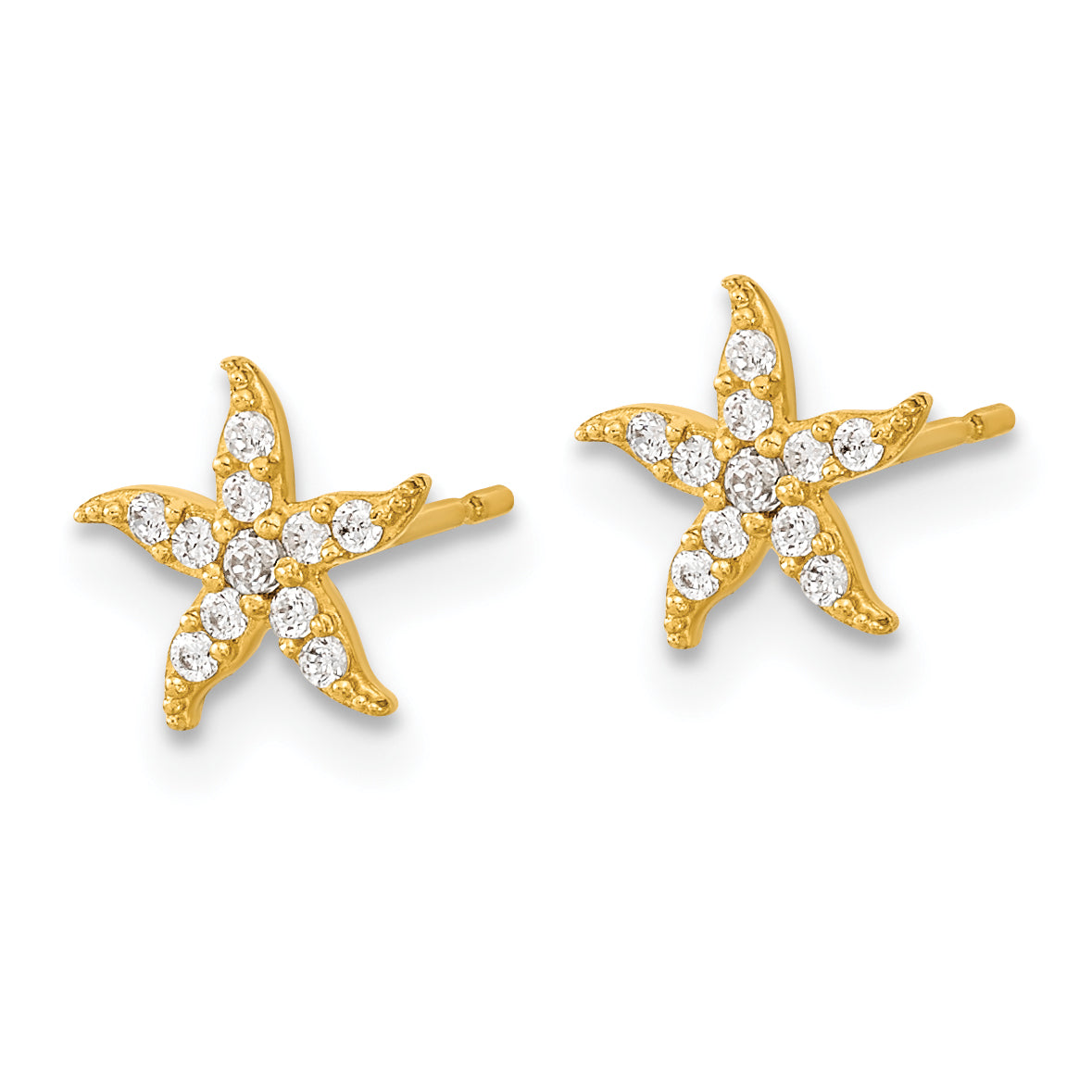 14K Yellow Gold Madi K Childrens Cz Starfish Post Earrings