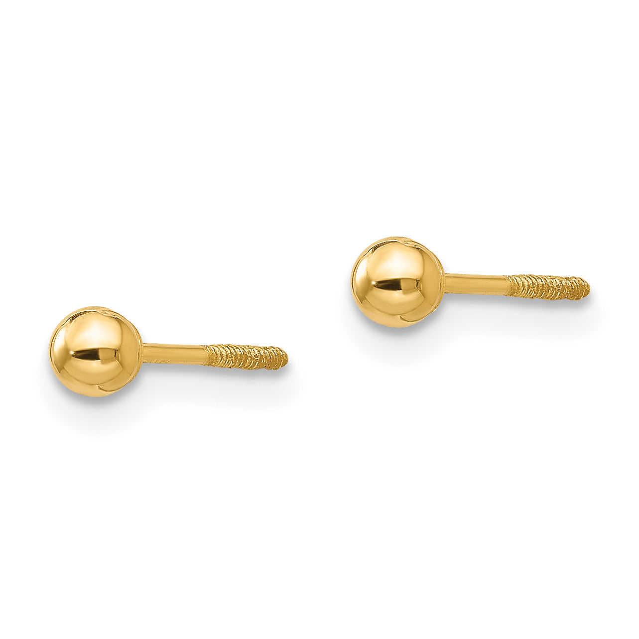 14K Yellow Gold Madi K Polished 3mm Ball Screwback Earrings