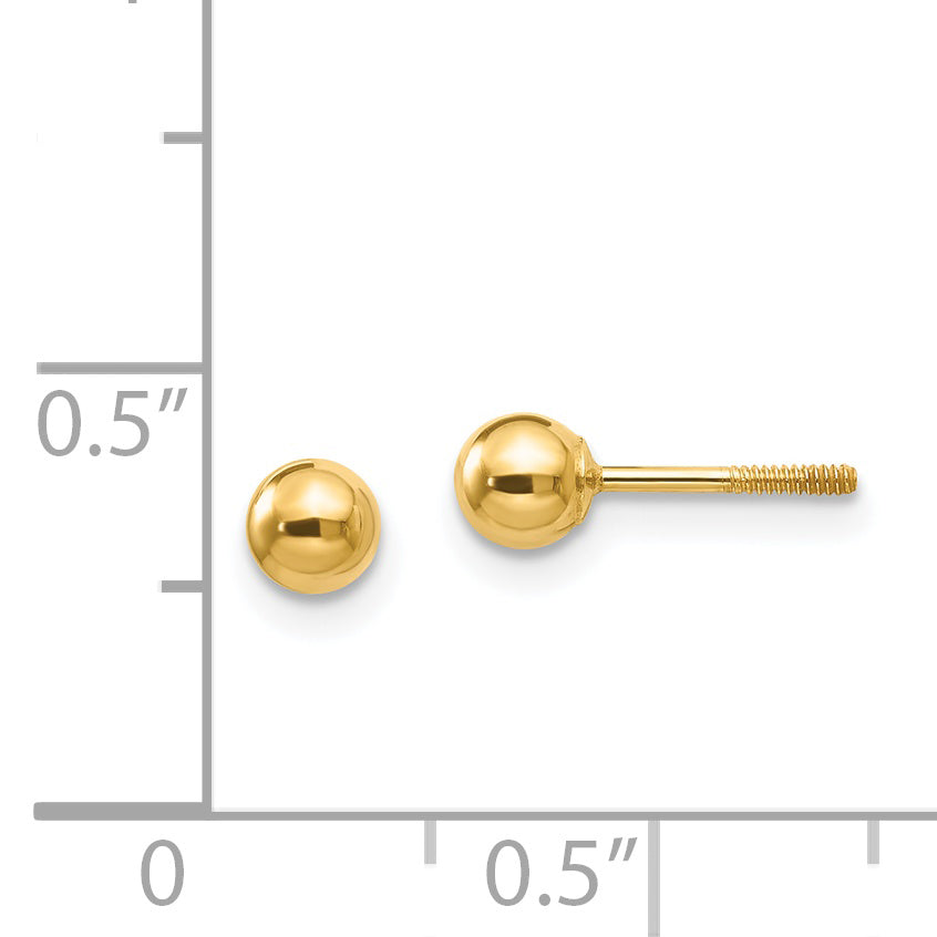 14K Yellow Gold Madi K Polished 4mm Ball Screwback Earrings