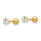 14K Yellow Gold Madi K Polished Reversible Cz & 4mm Ball Earrings