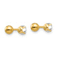 14K Yellow Gold Madi K Polished Reversible Cz & 4mm Ball Earrings