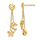 14K Yellow Gold Madi K Heart, Star & Dolphin Dangle Post Earrings