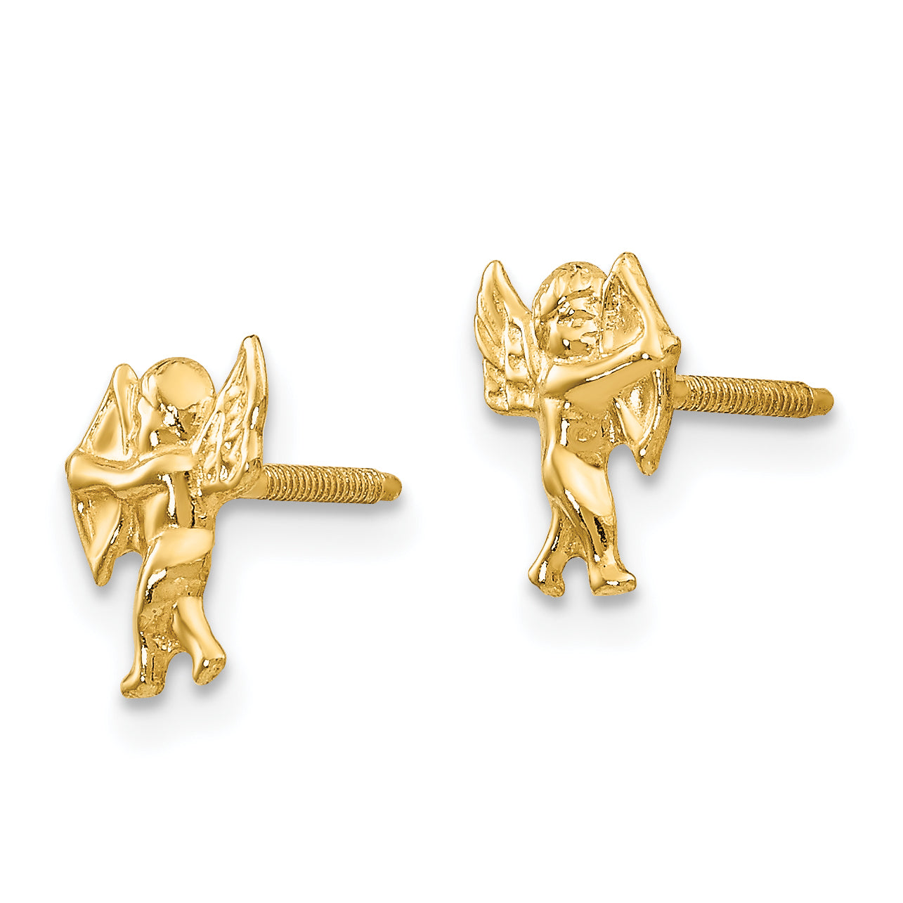 14K Yellow Gold Madi K Polished Cupid Screwback Earrings