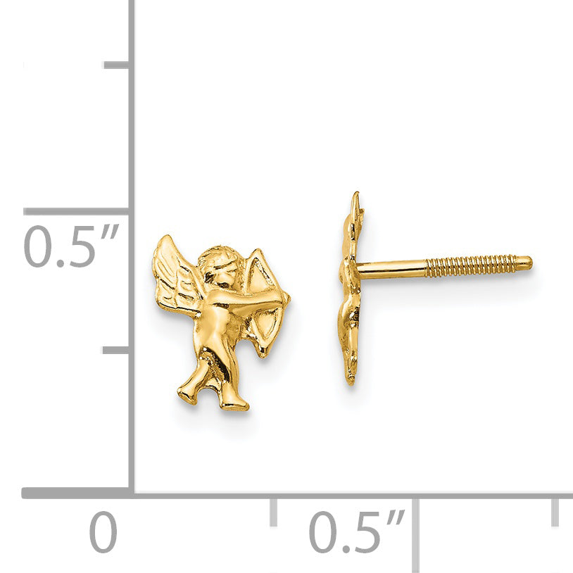 14K Yellow Gold Madi K Polished Cupid Screwback Earrings