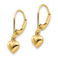 14K Yellow Gold Madi K Puffed Polished Heart Drop Leverback Earrings