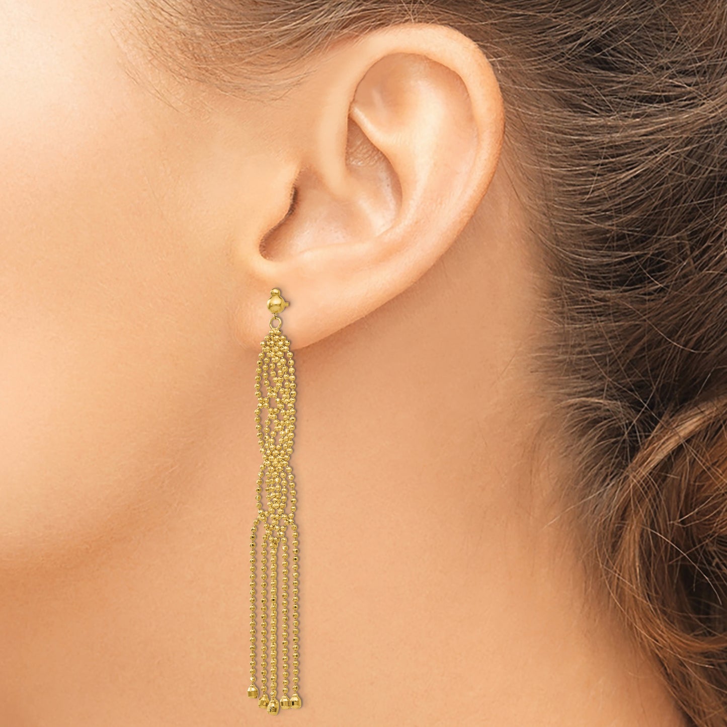 14K Yellow Gold Beaded Earrings