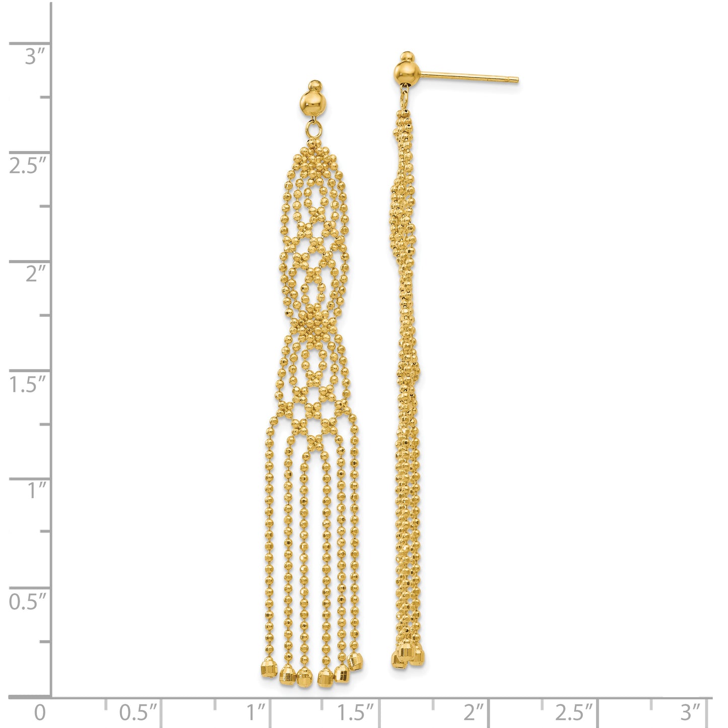 14K Yellow Gold Beaded Earrings