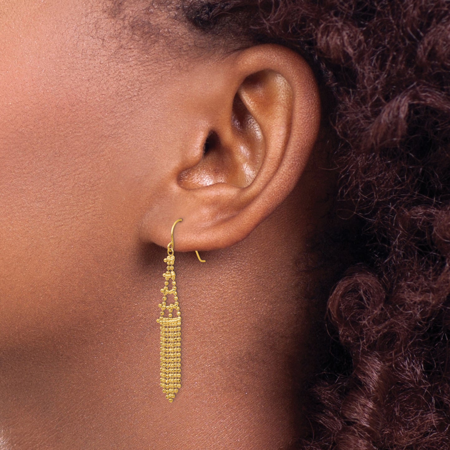 14K Yellow Gold Beaded Earrings