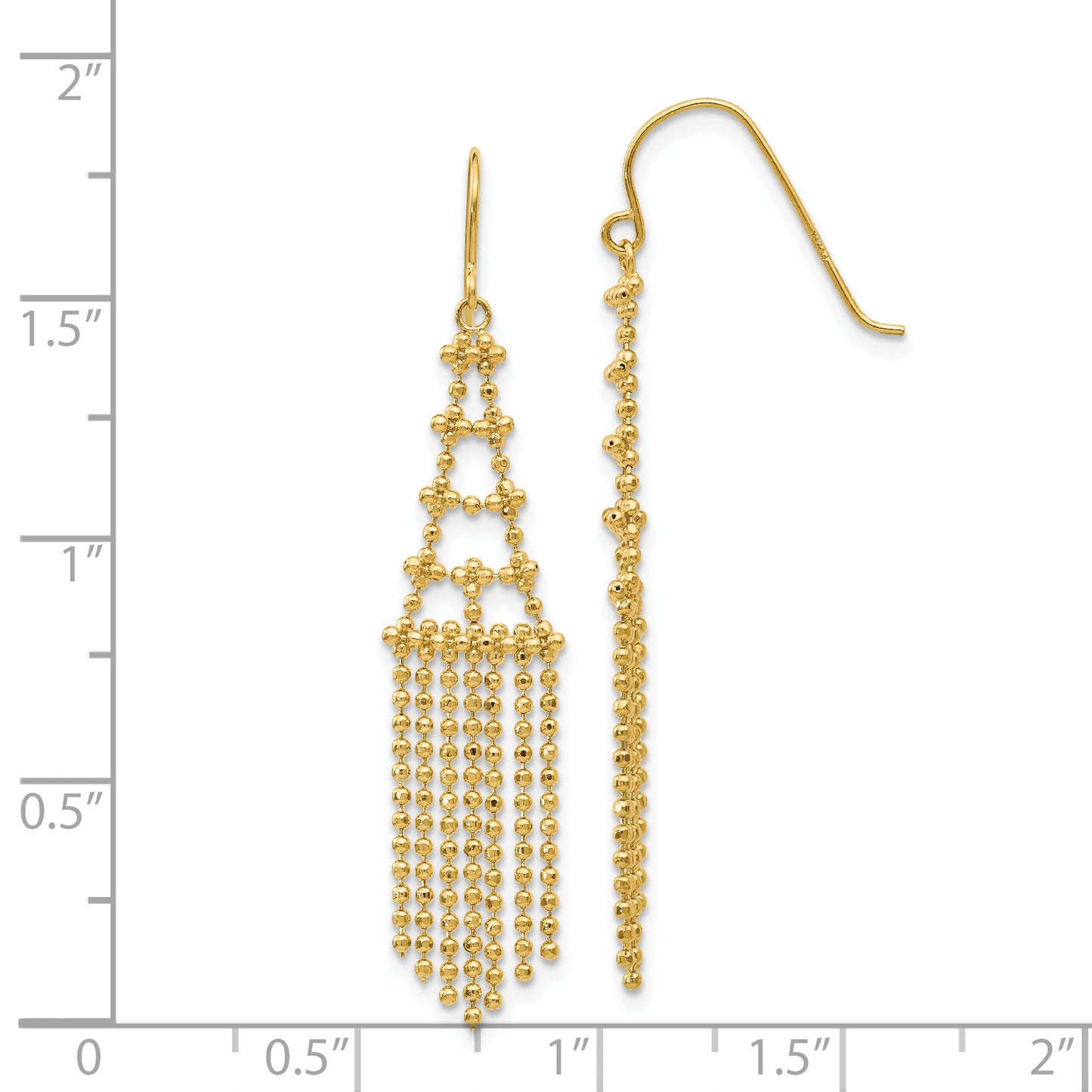 14K Yellow Gold Beaded Earrings