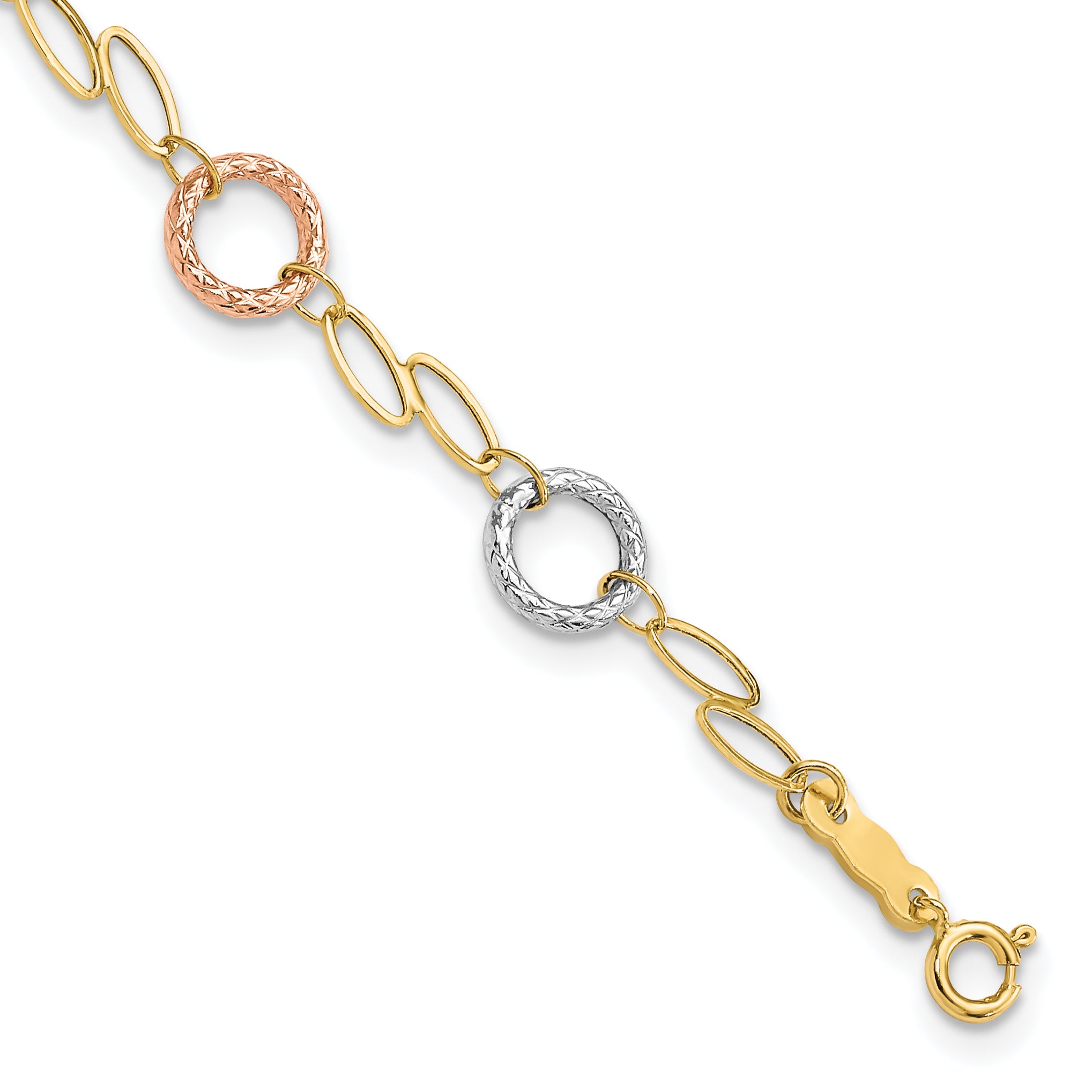 14k gold good tri color bracelet 7 inch