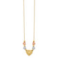 14K Tri-Color Puff & Flat Hearts Necklace