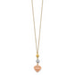 14K Tri-Color Ropa Diamond Cut Beads & Heart W/ 2In Ext Necklace