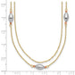 14K Tri-Color Tri Color 2 Strand W/Puff Beads W/2 In Ext Necklace