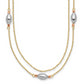 14K Tri-Color Tri Color 2 Strand W/Puff Beads W/2 In Ext Necklace