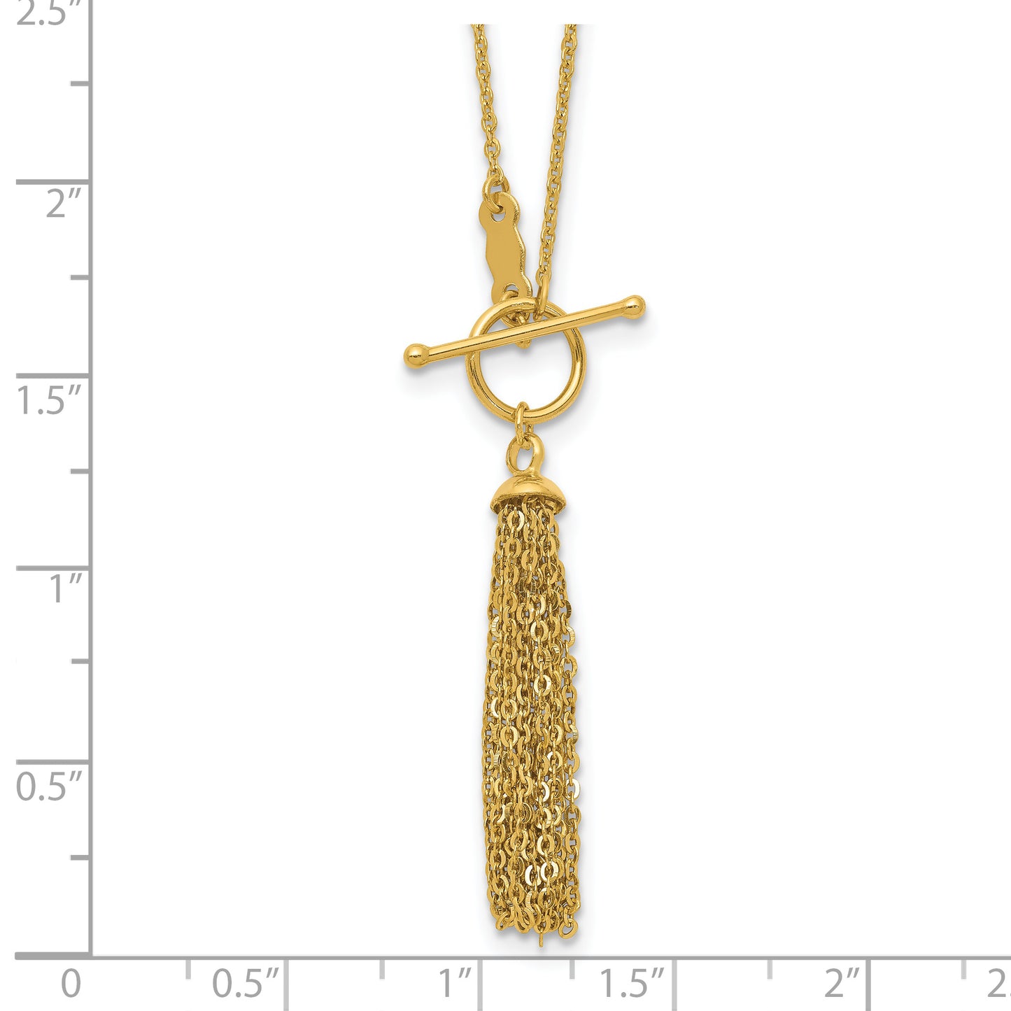 18.00 Inch 14K Cable Chain Tassel Toggle Necklace