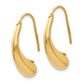 14K Yellow Gold Polished Puffed Teardrop Shepherd Hook Earrings