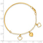 7 Inch 14K Polished Dangle Heart Chain Bangle