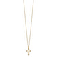 14K Yellow Gold Polished Cz Cross Pendant Necklace