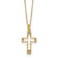 14K Yellow Gold Polished Cz Cross Pendant Necklace