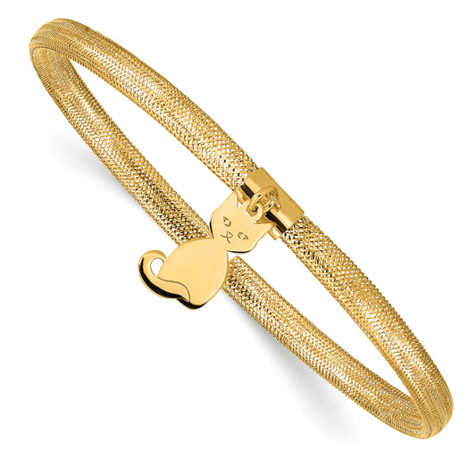 14K Yellow Gold Cat Stretch Mesh Bracelet