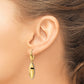 14K Two-Tone Polished D/C Hollow Teardrop Criss Cross Leverback Earrings