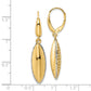 14K Two-Tone Polished D/C Hollow Teardrop Criss Cross Leverback Earrings