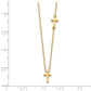 14K Yellow Gold Sideways Cross And Pendant Necklace