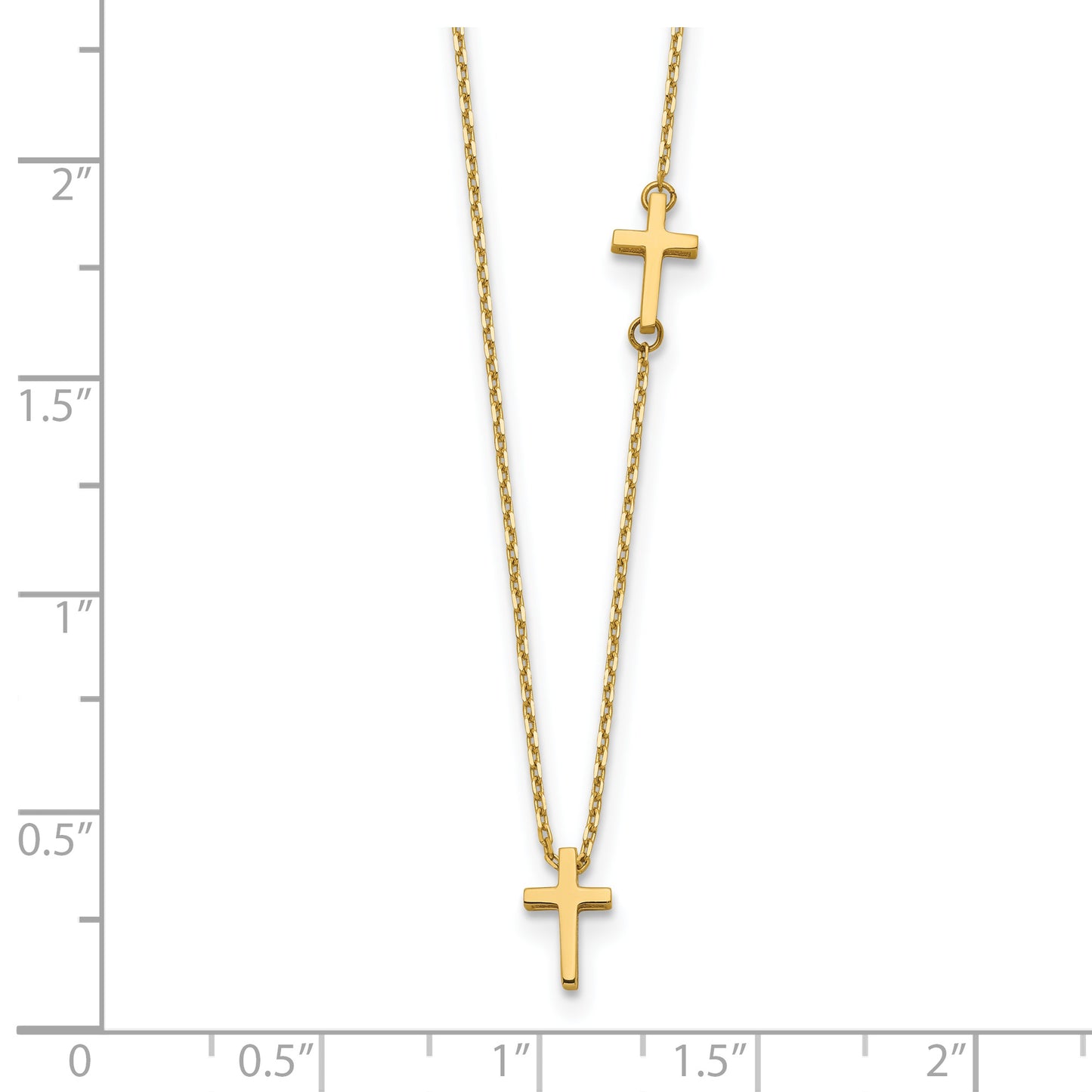 14K Yellow Gold Sideways Cross And Pendant Necklace