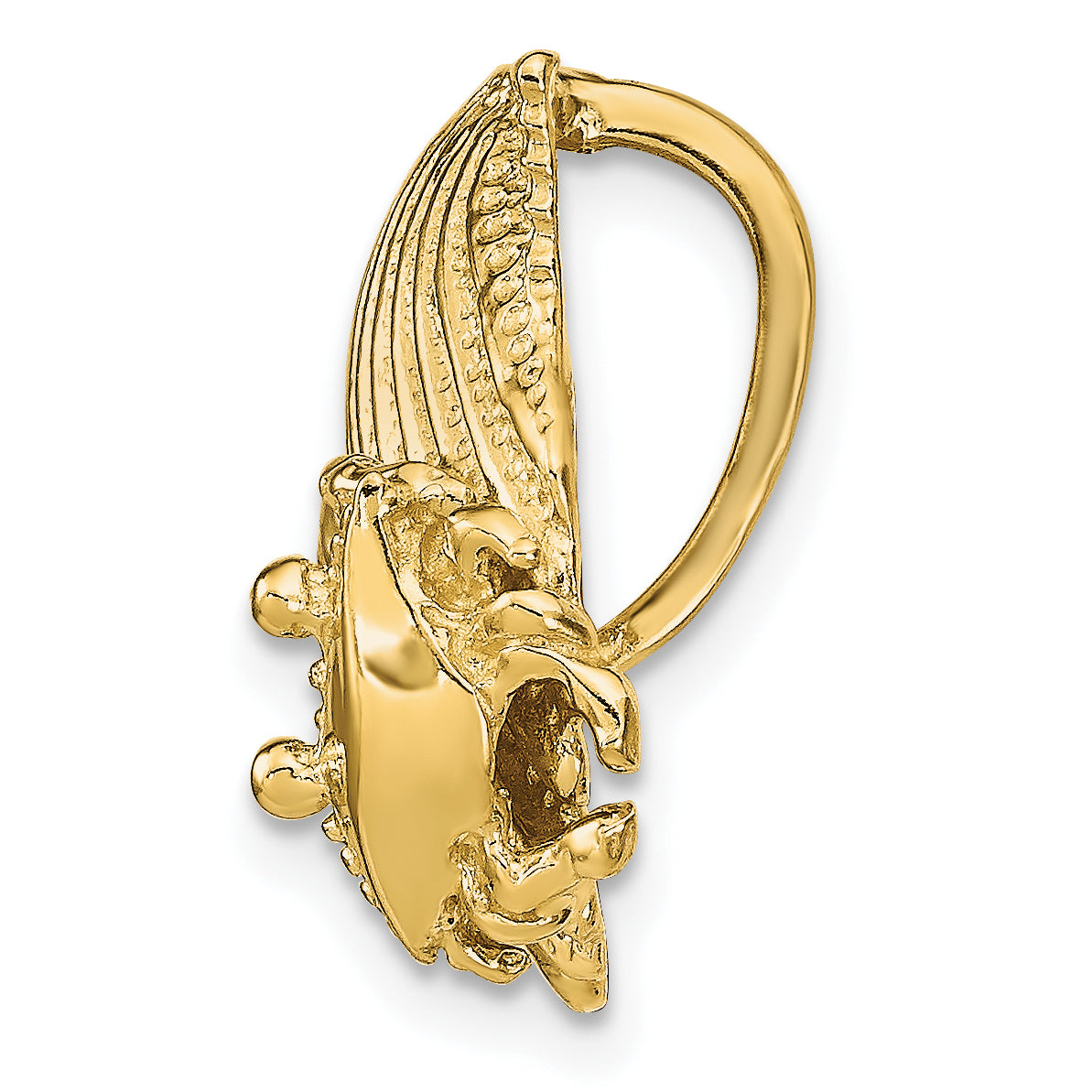 14K Yellow Gold Scallop Shell With Crab Slide