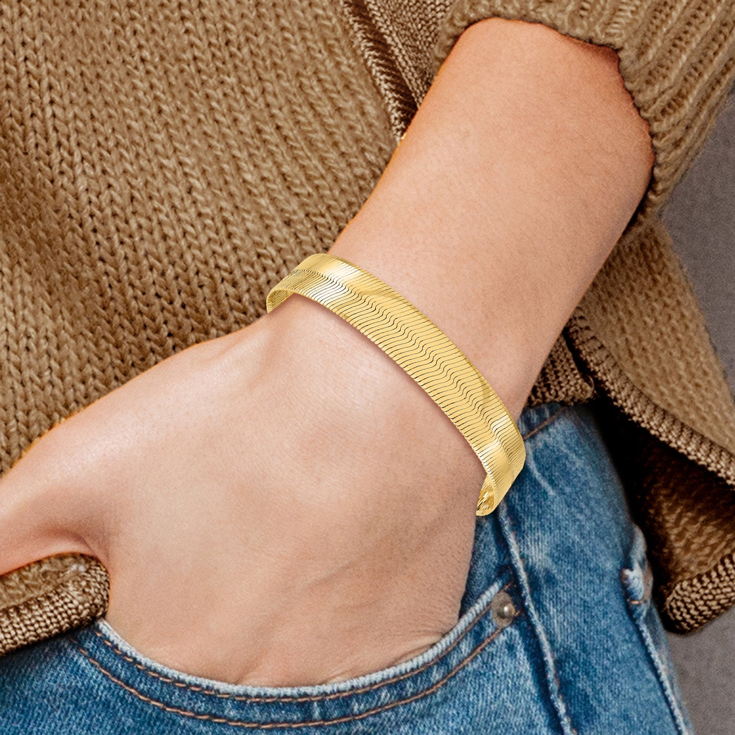 Herringbone high quality 14K Gold 8” Bracelet