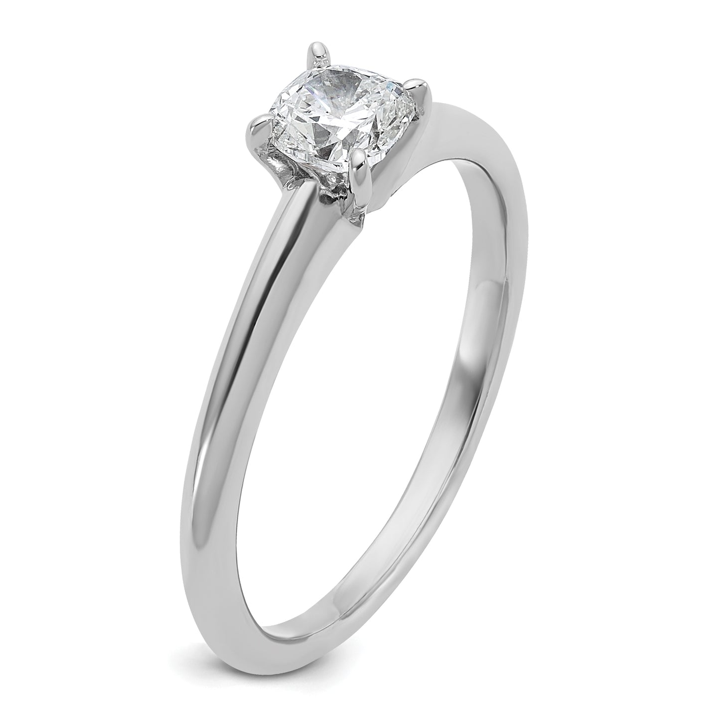 14k White Gold 1/2 Ct. Certified Lab Grown Diamond VS/SI+ G+ Cushion Solitare Engagement Ring