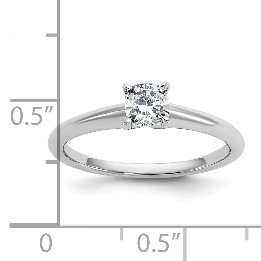 14k White Gold 1/2 Ct. Certified Lab Grown Diamond VS/SI+ G+ Cushion Solitare Engagement Ring