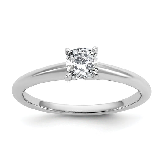 14k White Gold 1/2 Ct. Certified Lab Grown Diamond VS/SI+ G+ Cushion Solitare Engagement Ring