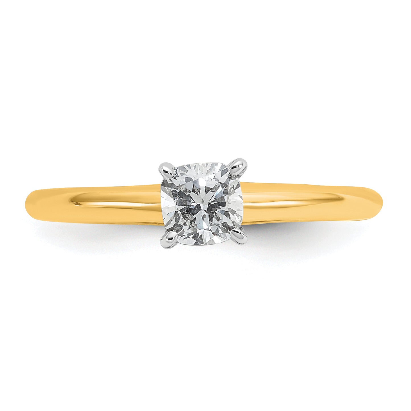 14k Two-tone 1/2 Ct. Certified Lab Grown Diamond VS/SI+ G+ Cushion Solitare Engagement Ring