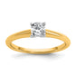 14k Two-tone 1/2 Ct. Lab Grown Diamond VS/SI+ G+ Cushion Solitare Engagement Ring