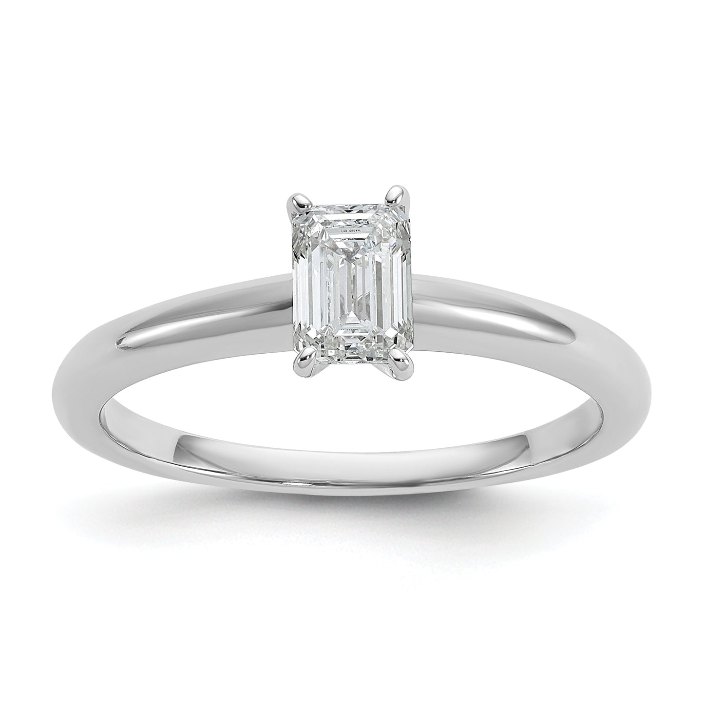 14k White Gold 1/2 Ct. Certified Lab Grown Diamond VS/SI+ G+ Emerald Solitare Engagement Ring