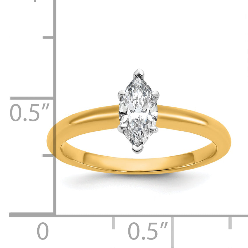 14k Two-tone 1/2 Ct. Lab Grown Diamond VS/SI+ G+ Marquise Solitare Engagement Ring