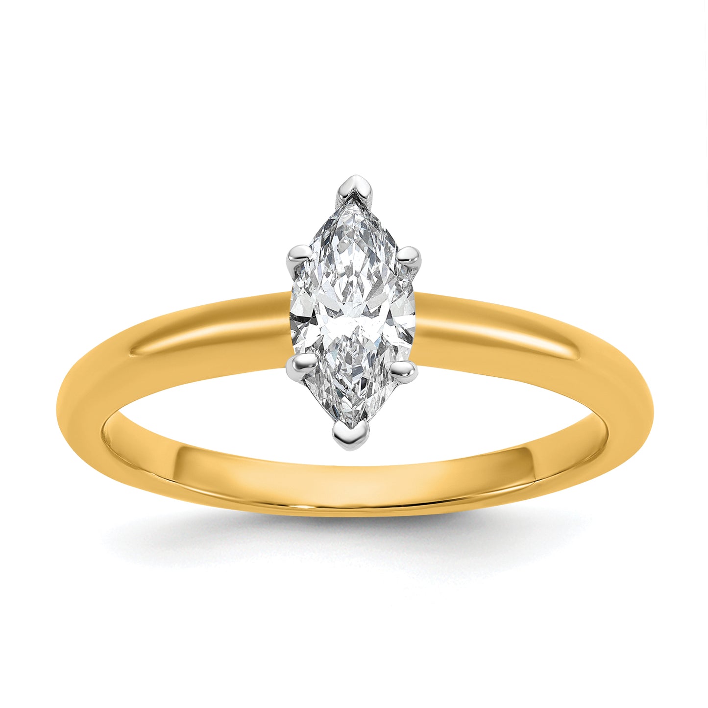 14k Two-tone 1/2 Ct. Certified Lab Grown Diamond VS/SI+ G+ Marquise Solitare Engagement Ring