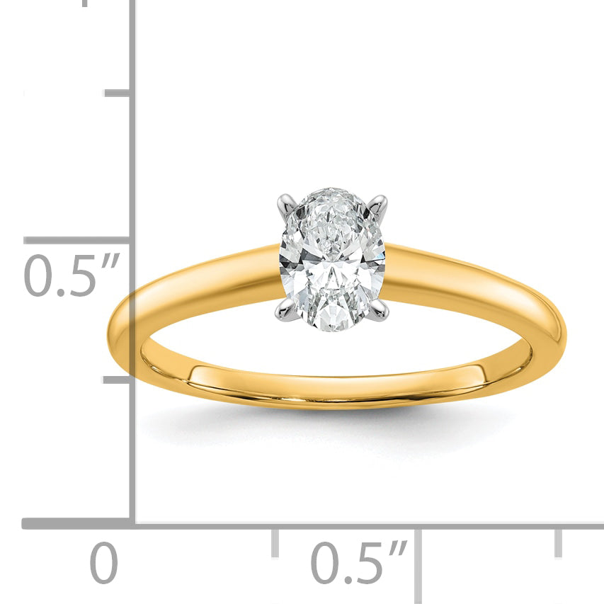 14k Two-tone 1/2 Ct. Lab Grown Diamond VS/SI+ G+ Oval Solitare Engagement Ring