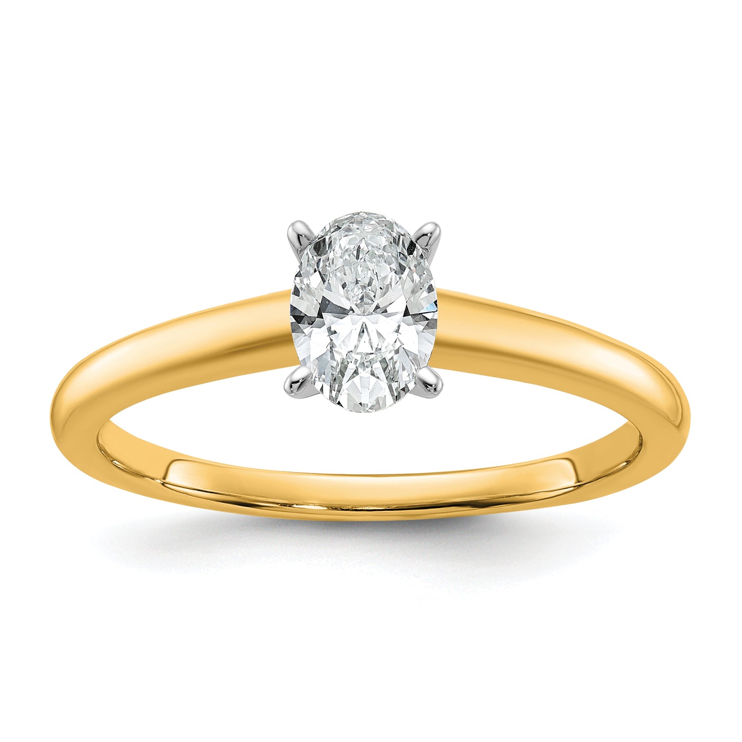 14k Two-tone 1/2 Ct. Certified Lab Grown Diamond VS/SI+ G+ Oval Solitare Engagement Ring