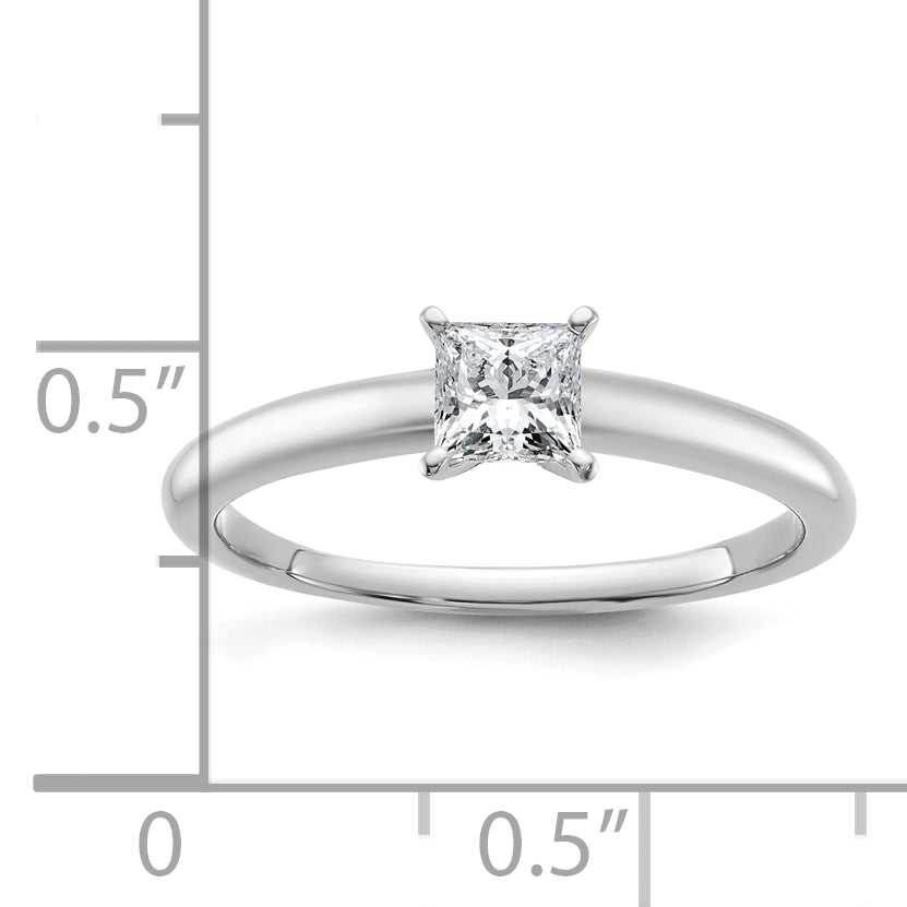 14k White Gold 1/2 Ct. Lab Grown Diamond VS/SI+ G+ Princess Solitare Engagement Ring