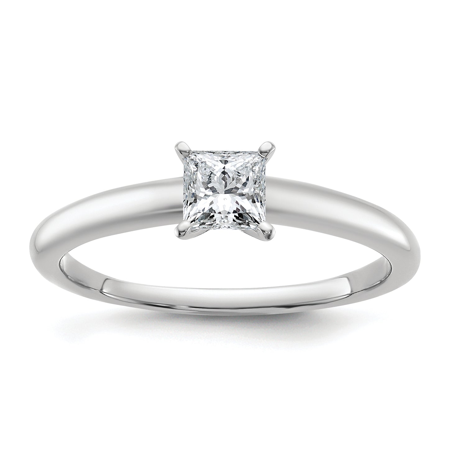 14k White Gold 1/2 Ct. Certified Lab Grown Diamond VS/SI+ G+ Princess Solitare Engagement Ring