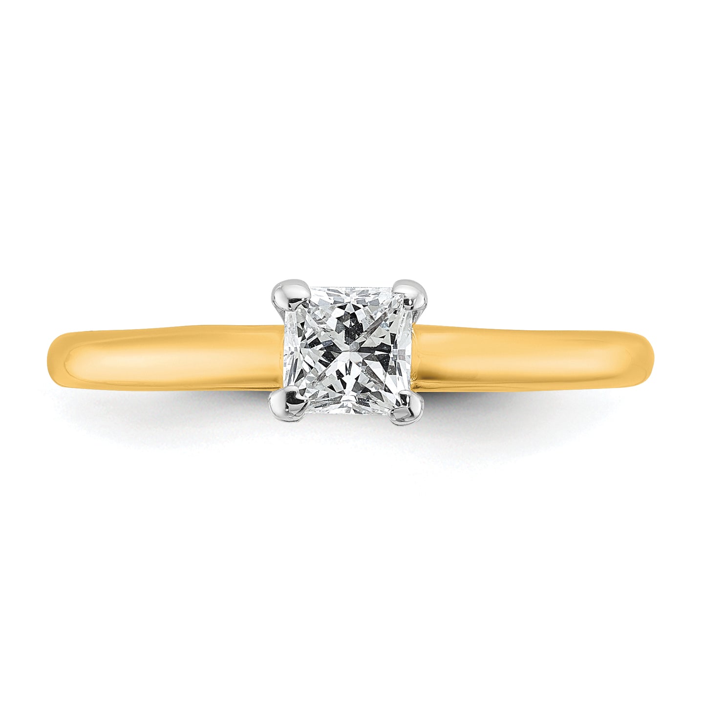 14k Two-tone 1/2 Ct. Lab Grown Diamond VS/SI+ G+ Princess Solitare Engagement Ring