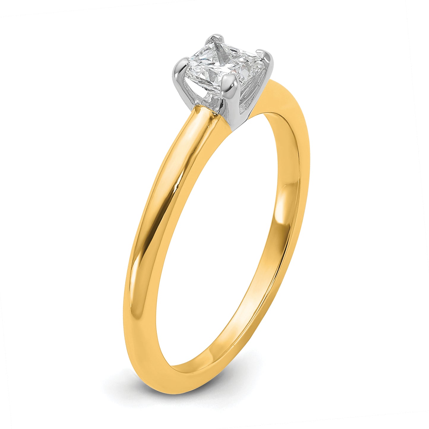 14k Two-tone 1/2 Ct. Certified Lab Grown Diamond VS/SI+ G+ Princess Solitare Engagement Ring